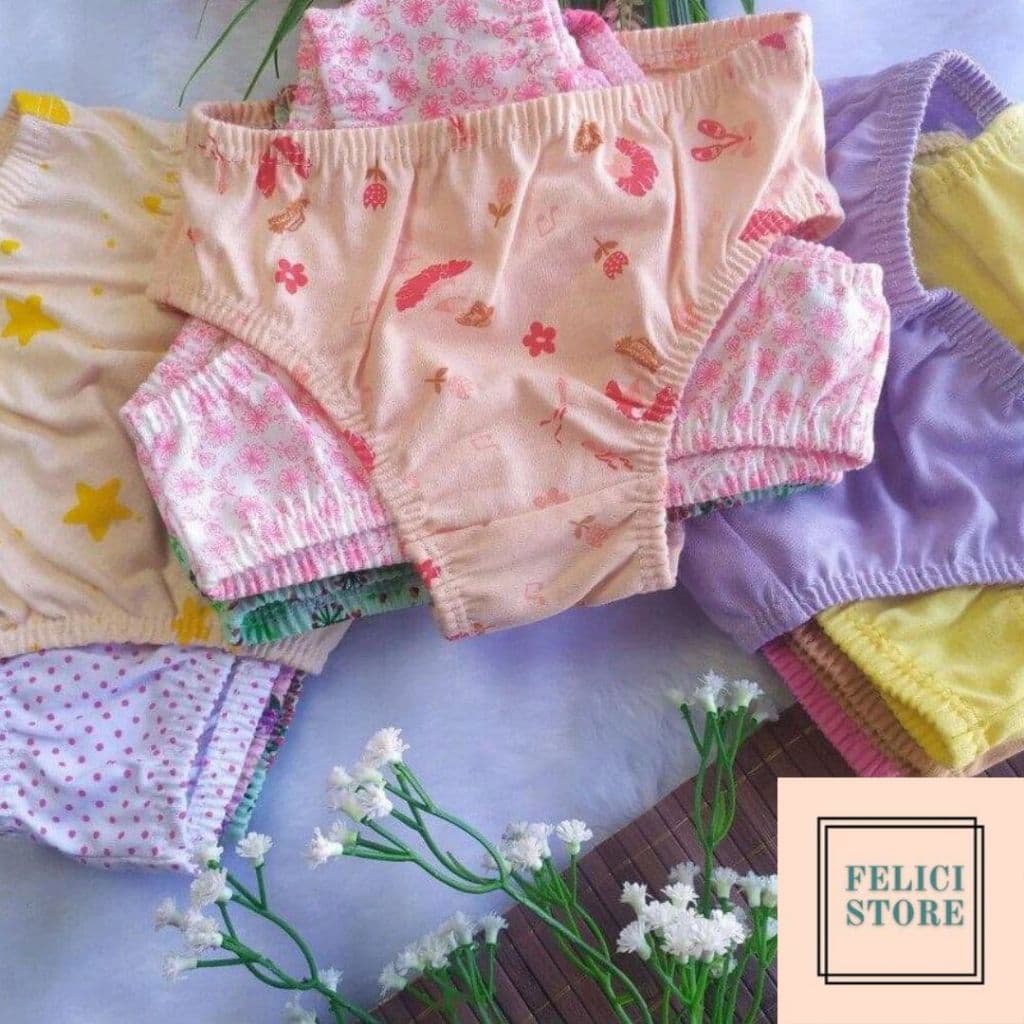 Kit 12 Calcinhas 100% Algodão com forro Infantil Confortável Estampadas de 0 – 9 anos