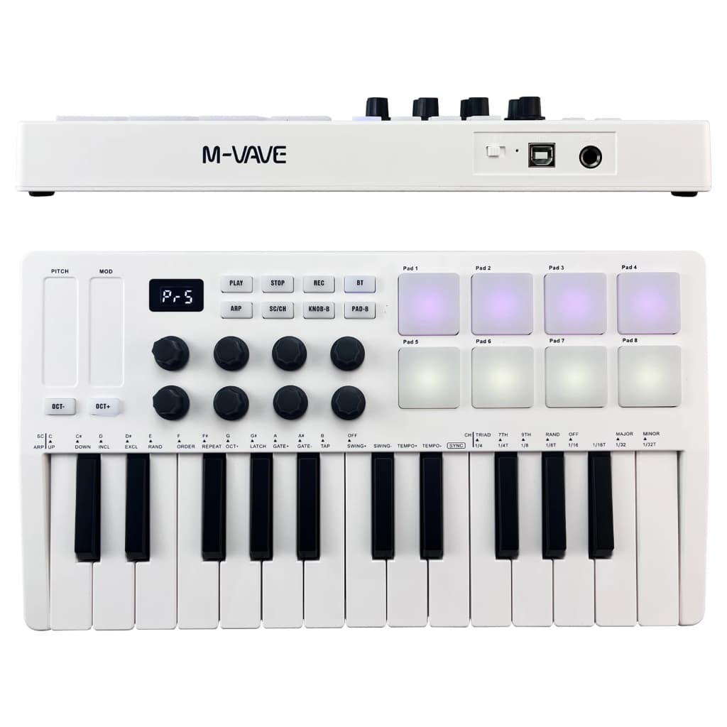 Teclado de controle MIDI de 25 teclas M-VAVE Mini teclado USB Controlador MIDI com 25 teclas sensíveis à velocidade