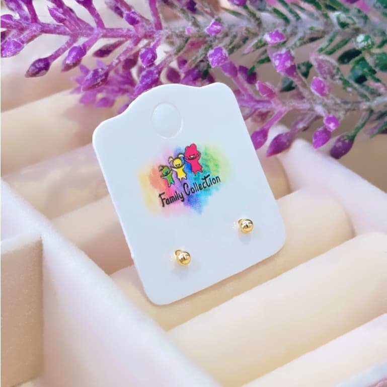 Brinco Infantil Bolinha Tamanho P Folheado a Ouro 18K - Hipoalergênico com Tarraxa Baby de Segurança