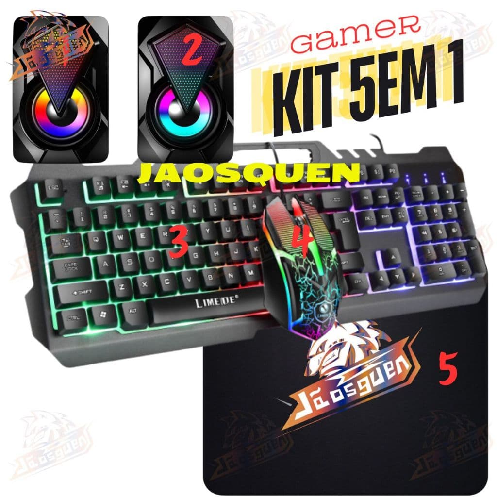 Kit 5em 1 gamer teclado com  mouse pad com caixa de som com  mouse para  Jogos