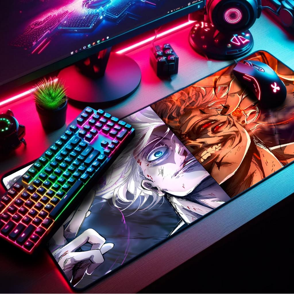 Mouse Pad Gamer Feiticeiros JJK Premium Antiderrapante com Borda Costurada Diversos Tamanhos