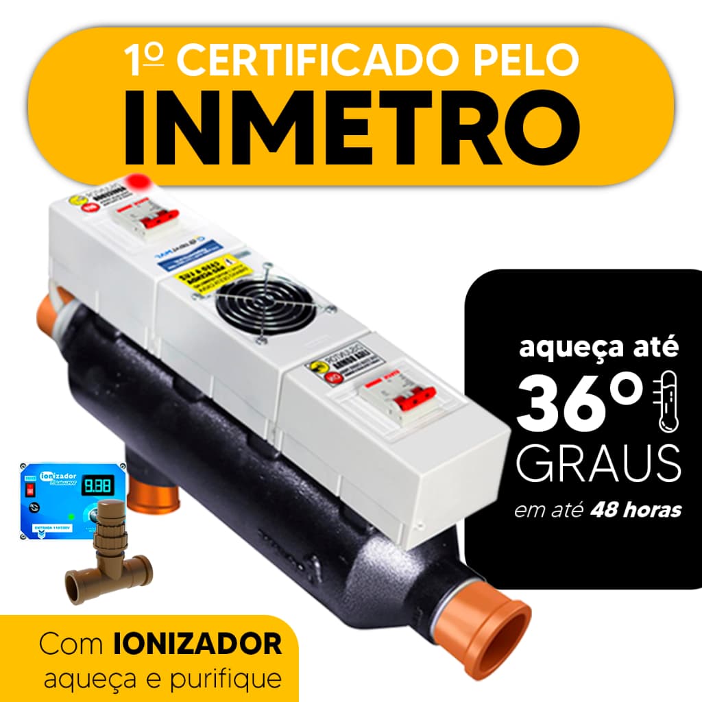 Kit Aquecedor E Ionizador De Piscina Até 40.000 Lts Digital