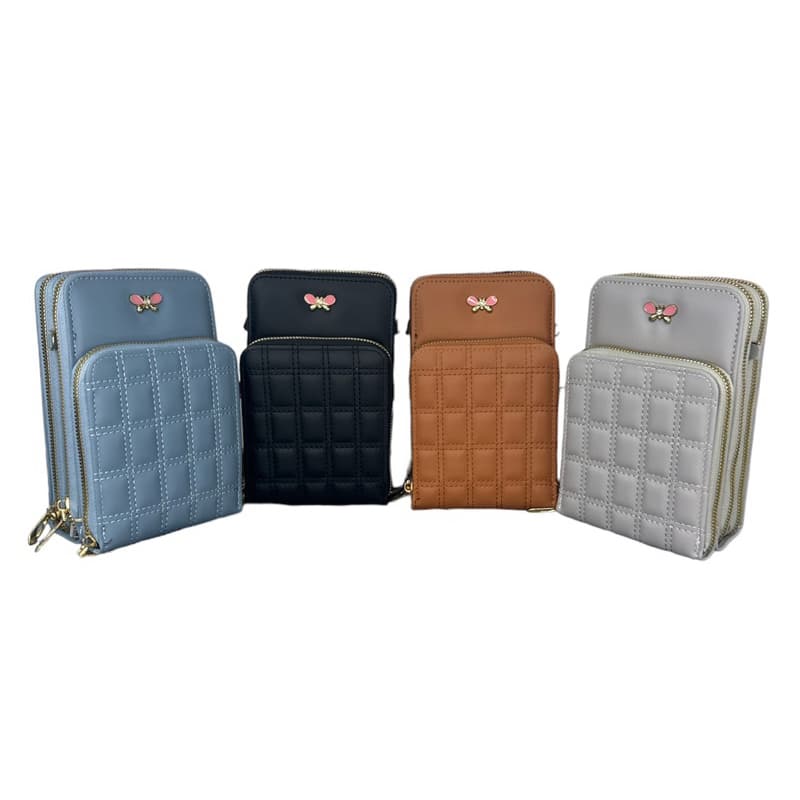 Porta Celular Carteira Bolsa Feminina de Courinho Com 3 Divisórias e Alça Transversal