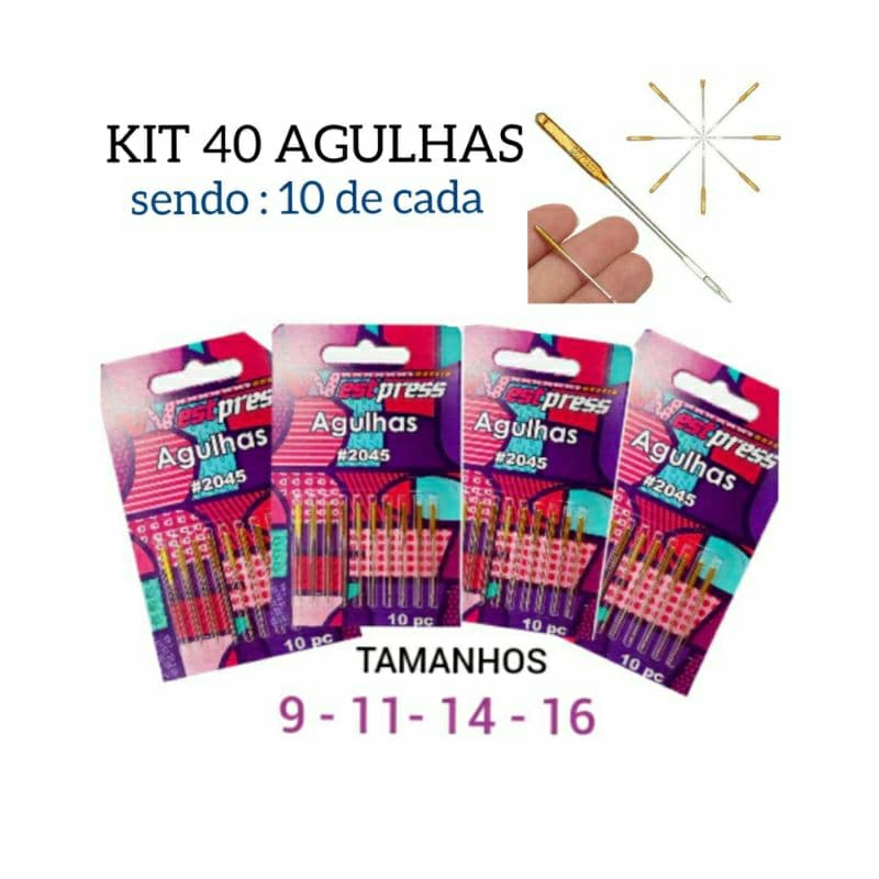 KIT 40,80 AGULHAS PARA COSTURAR MALHA DOURADA 9,11,14,16 - 2045 máquina doméstica