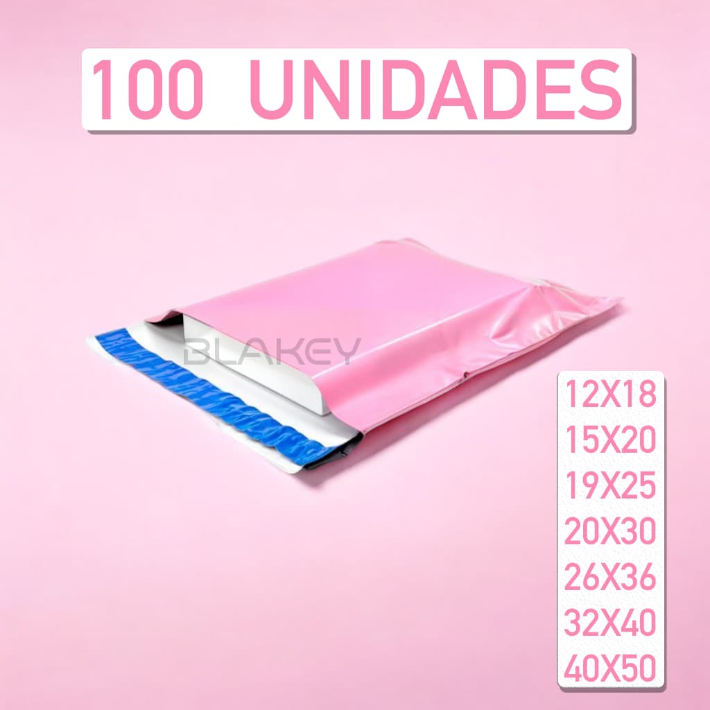 KIT 100 Envelopes de Segurança Rosa Chiclete (Interior Branco) para Correios (Diversos Tamanhos)