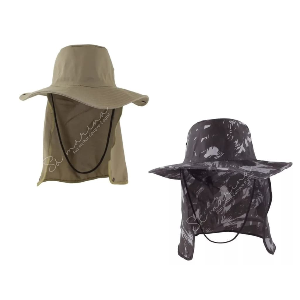 Kit 2 Chapéu Boné Pescador Caçador Carpinteiro Camping Protetor de Nuca