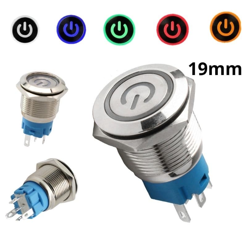 Botao Inox 19mm Liga Desliga ON OFF 12V 24V