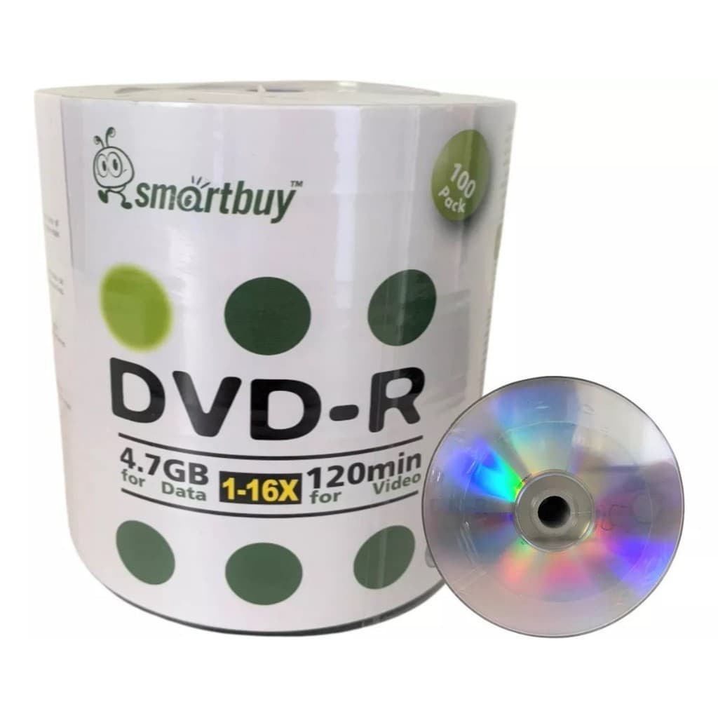 Mídia Virgem Dvd Smartbuy Novo Modelo 4.7gb 120min Dvdr c/ 100 Unidades