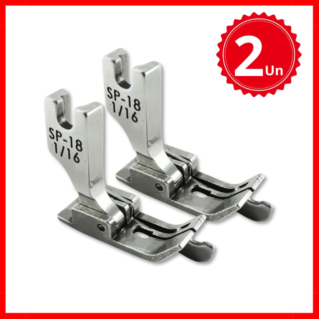 Kit 2 Pé Calcador Pesponto  Com Guia Lado Esquerdo e Direito para Maquina Reta Industrial -SP18 1/16