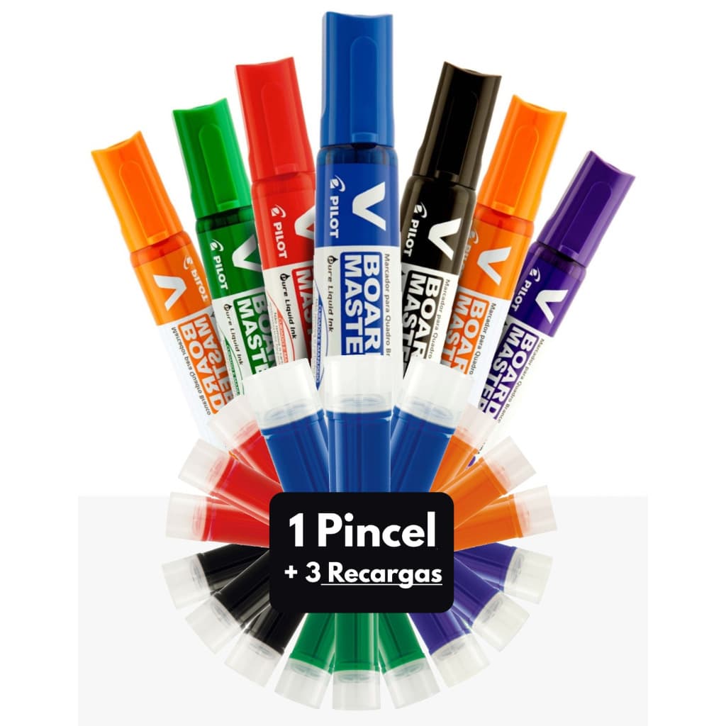Canetão De Quadro Branco Pilot Board Master Recarregável + 3 Recarga Refil Várias Cores Disponíveis