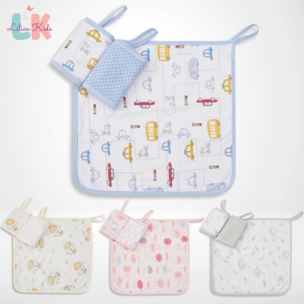 Kit 3 Paninhos de Boca Babete Estampado com Prendedor 28cm x 28cm