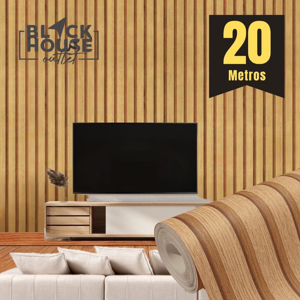 Papel de Parede Ripado Claro Texturizado PREMIUM Rolo 5 Metros Autoadesivo 3D Sala Quarto