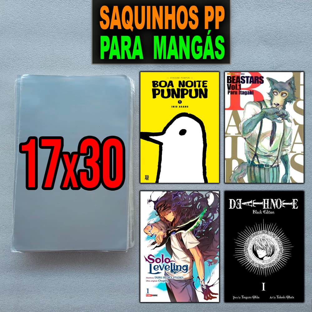 Saquinhos para Mangás e HQs 17x30 - Saquinhos PP Polipropileno Mangá e HQ - 25, 50 e 100 unidades