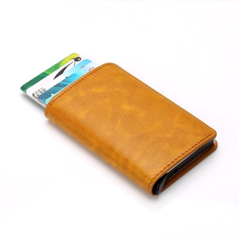 Mini Slim AlumíNio AutoPresente De AniversáRio Carteira Para Homens Porta CartãO De Couro PU