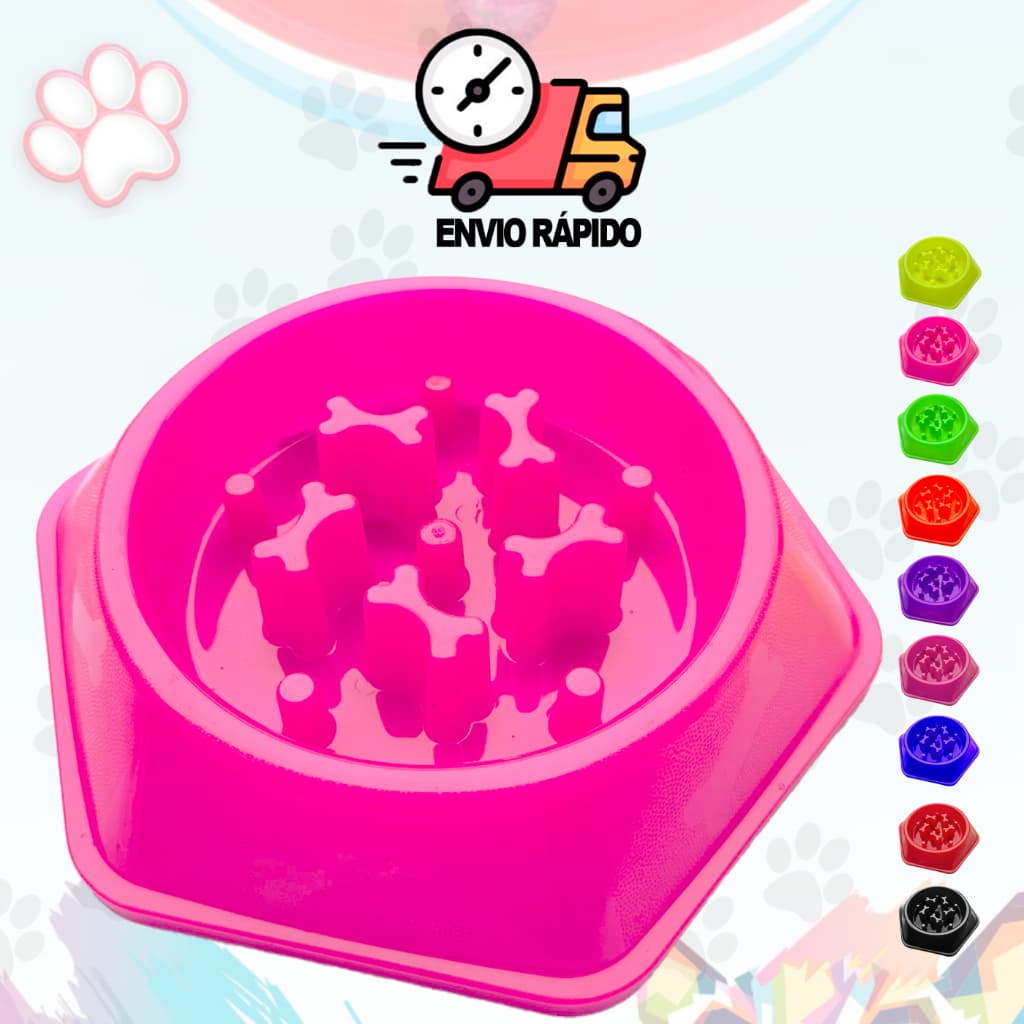 Comedouro Lento Cachorros e Gatos 600ML Vasilha Pratinho Para Ração de Cachorro