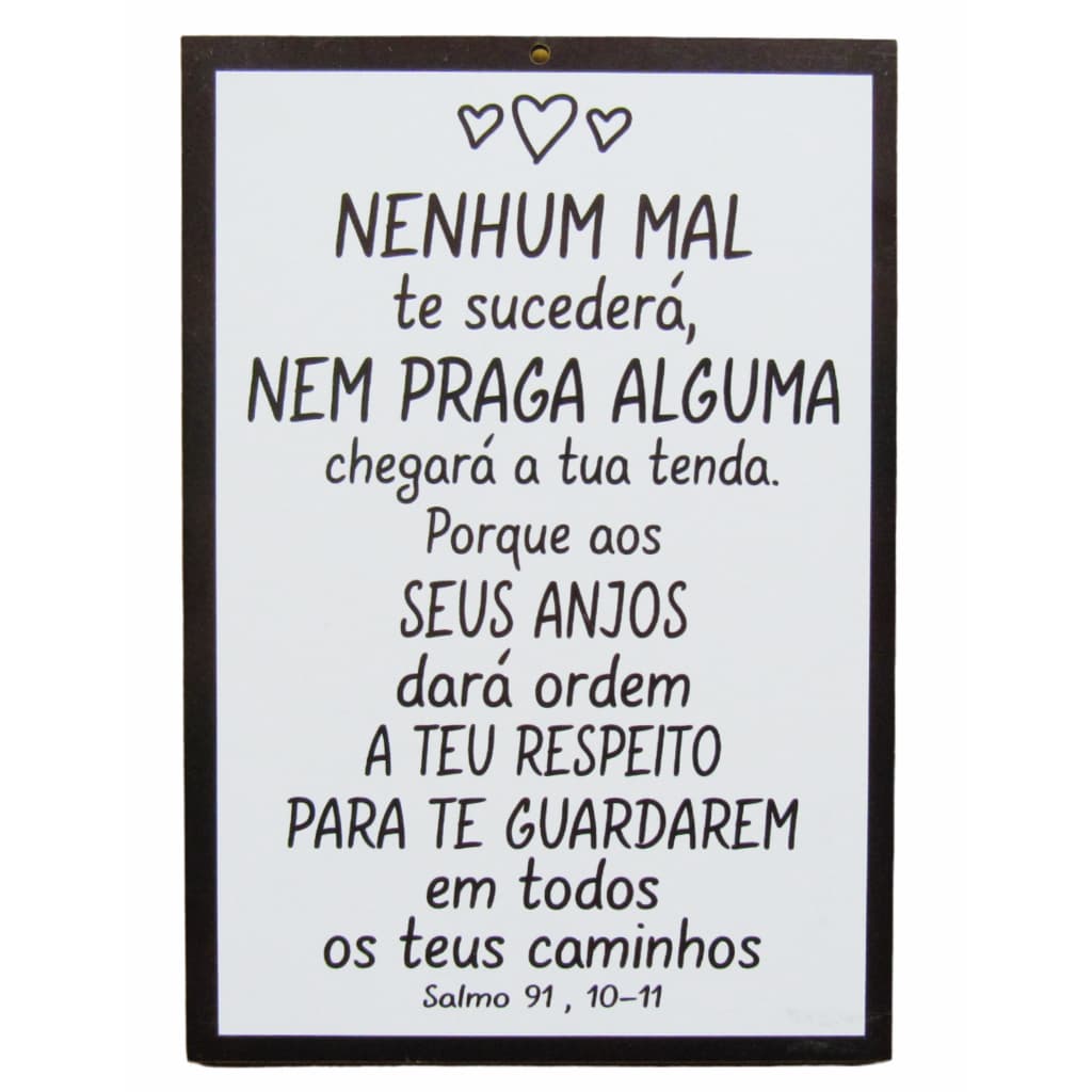 Placa Decorativa Adesivada Nenhum Mal Te Sucederá Mdf PROMOÇÃO