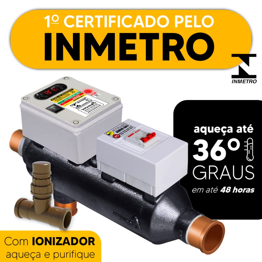 Aquecedor Automatico e Ionizador Para Piscinas de Ate 60 Mil Litros 14kW