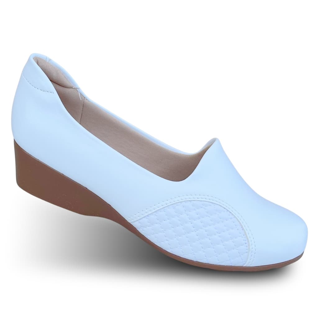 Sapato Social Preto Feminino Modare Anabela Salto Baixo Branco Ultra Conforto e Segurança 7014.229