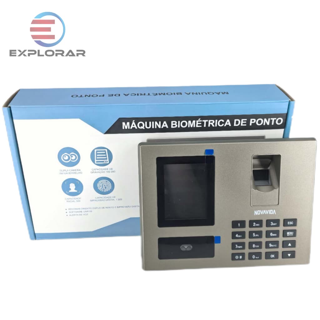 Relógio Máquina Biométrica de ponto reconhecimento Facial com leitor biometrico impressão digital