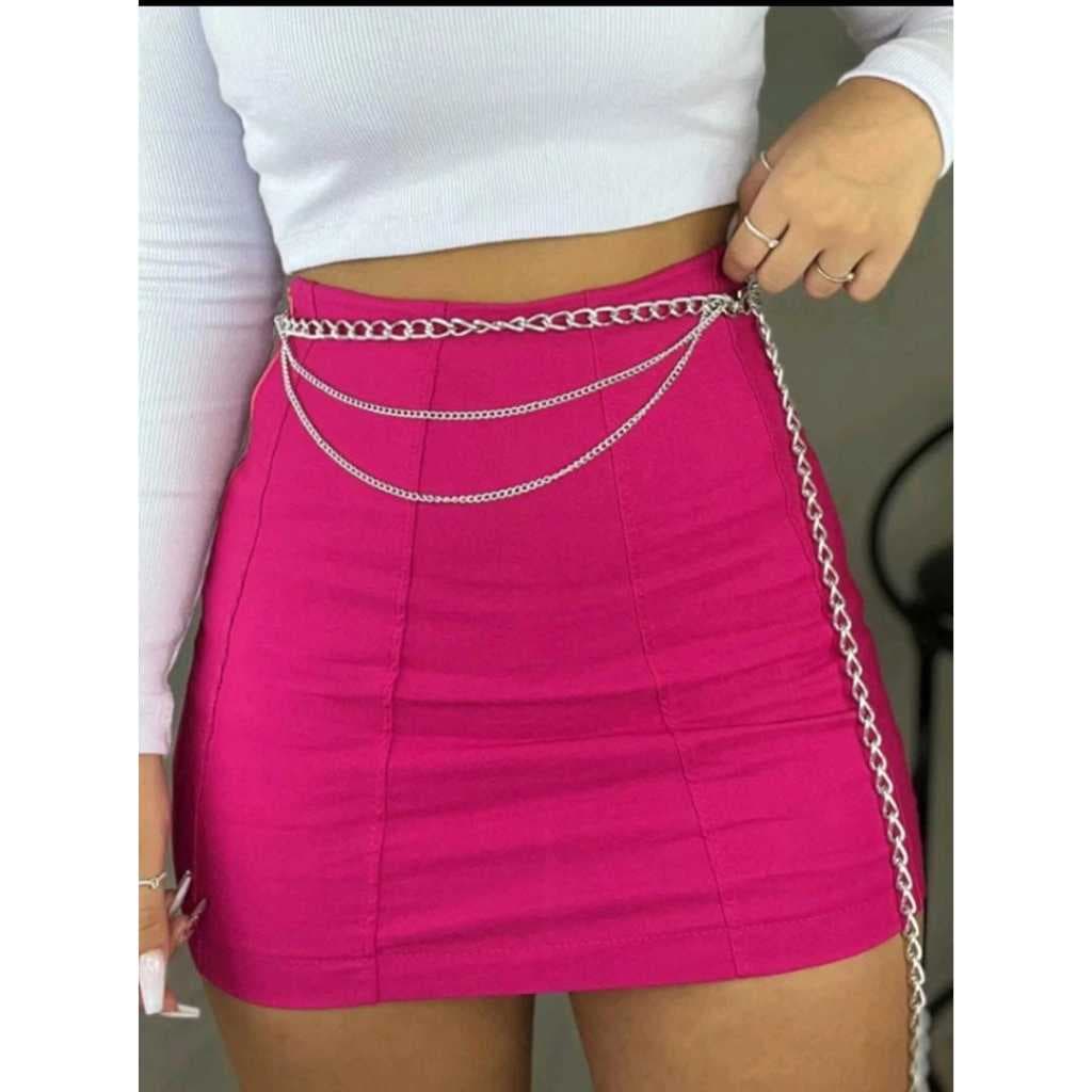 SHORT SAIA BENGALINE COM ZIPER NA LATERAL