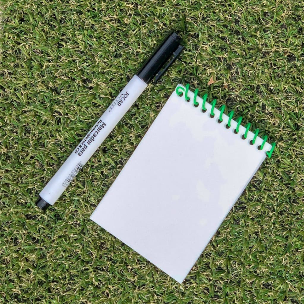 Kit Bloco Caderneta de Anotação Impermeável Bolso e Caneta Retroprojetor Preta