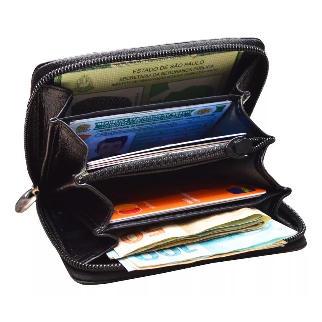 Carteira Masculina Sanfonada (biblia) Couro Bovino Legitimo com zíper fecho especial