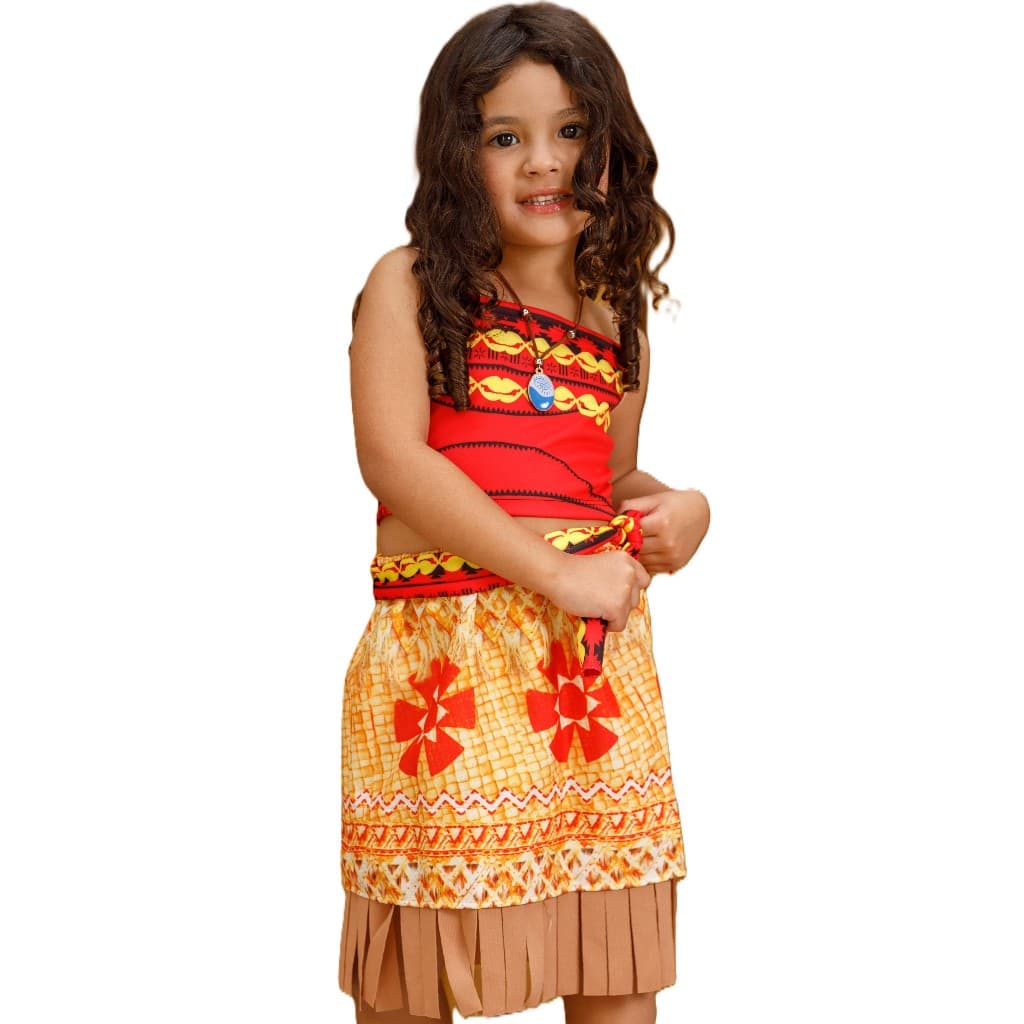FANTASIA INFANTIL PRINCESA MOANA + COLAR ENVIO IMEDIATO