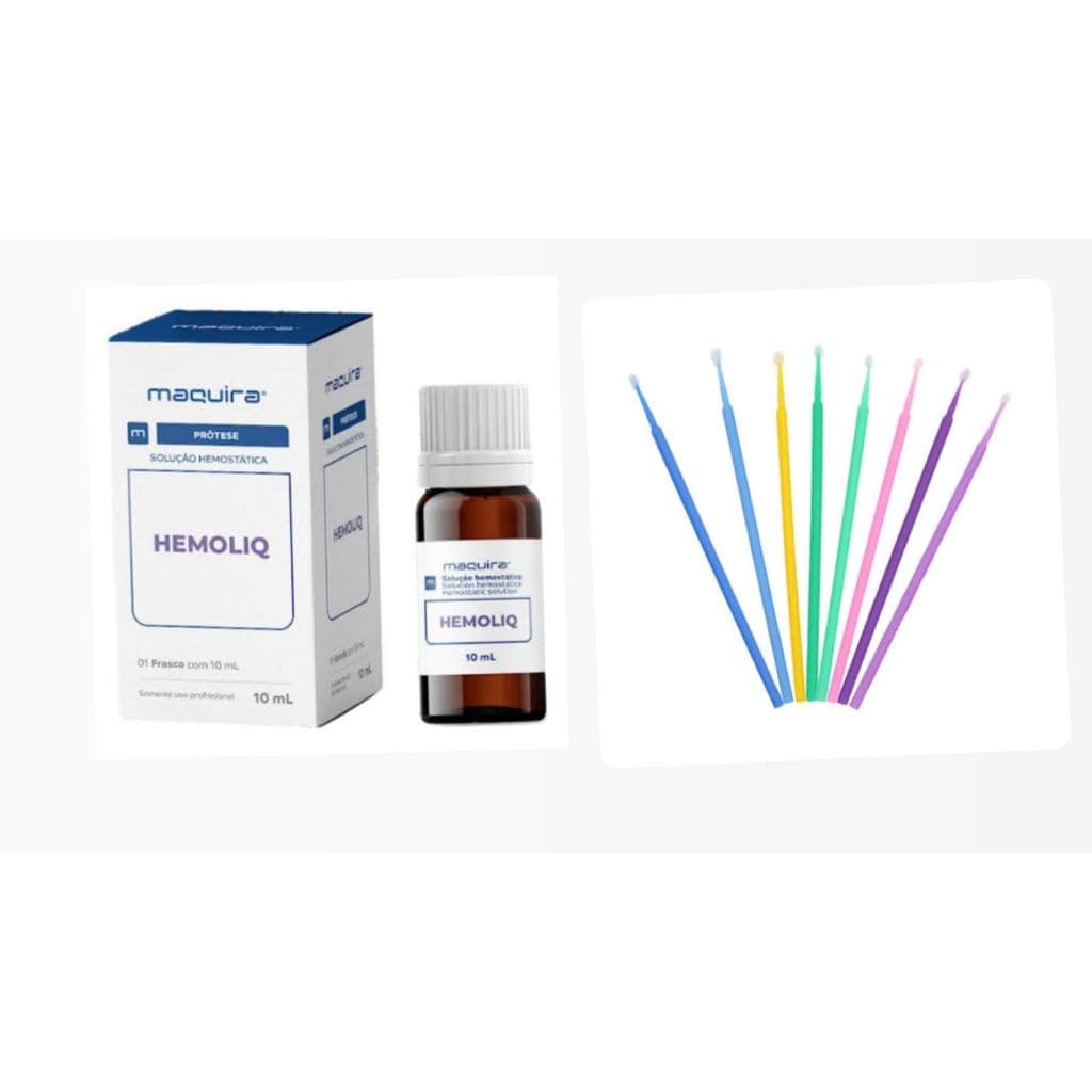 Solução Hemostática Hemoliq com 10 Microaplicadores de Alta Qualidade