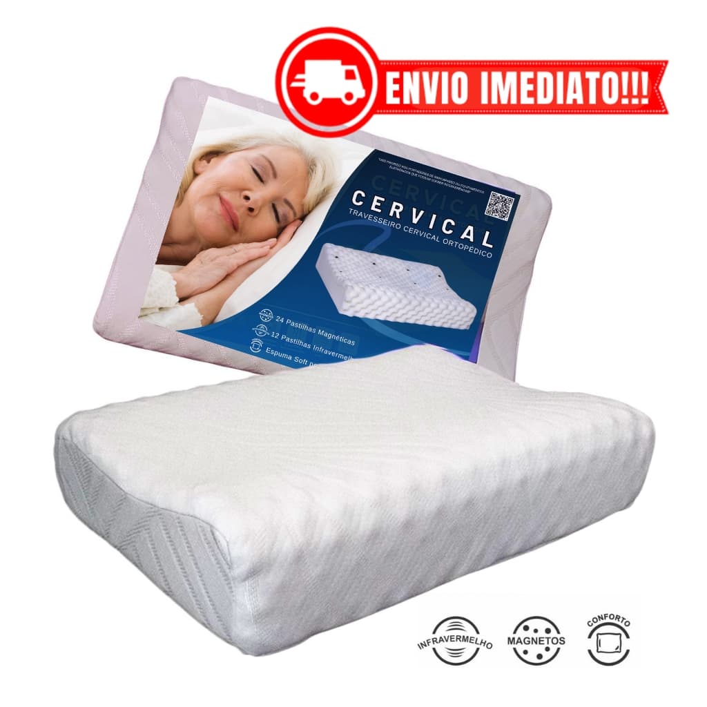 Travesseiro CERVICAL Ortopédico Pillow MAGNÉTICO com Infravermelho Terapêutico