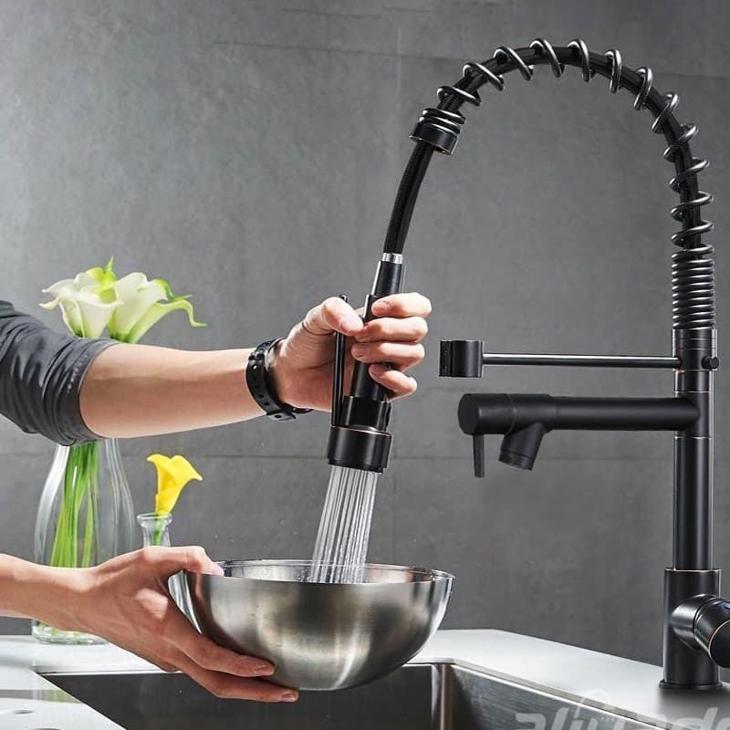 Torneira Cozinha Gourmet Monocomando Com Spray Extensor-preto