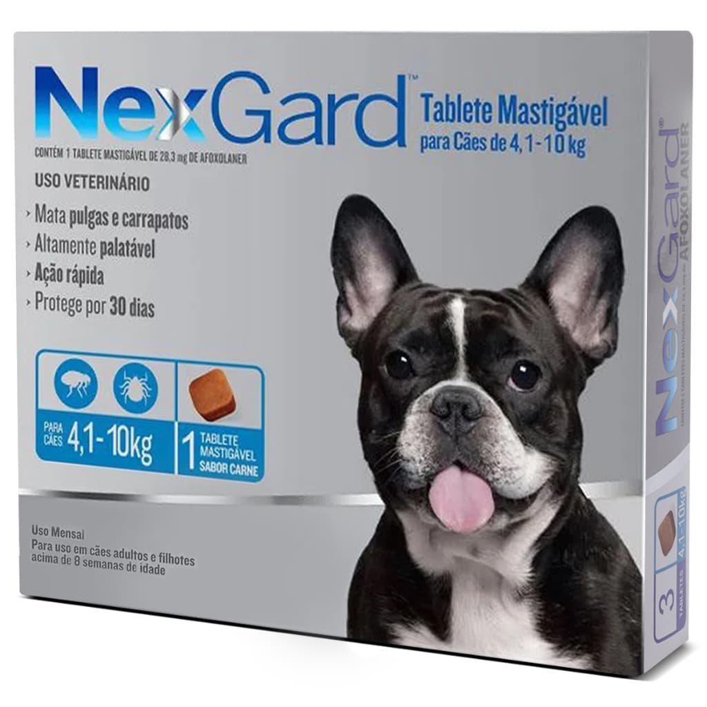 Nexgard 4kg A 10kg 1 comprimido Antipulgas e Carrapatos Para Cachorro