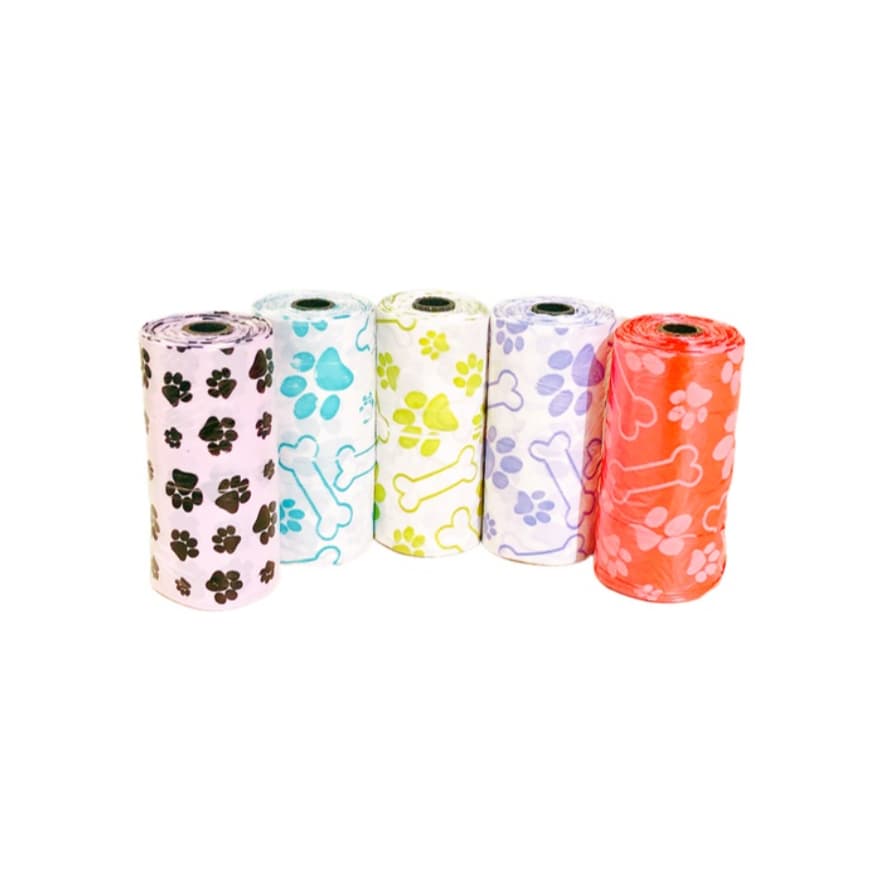 REFIL CATA CACA COM 20 SAQUINHOS HIGIÊNICOS ESTAMPADO OSSINHO PATINHA PET CACHORRO GATO COLETOR