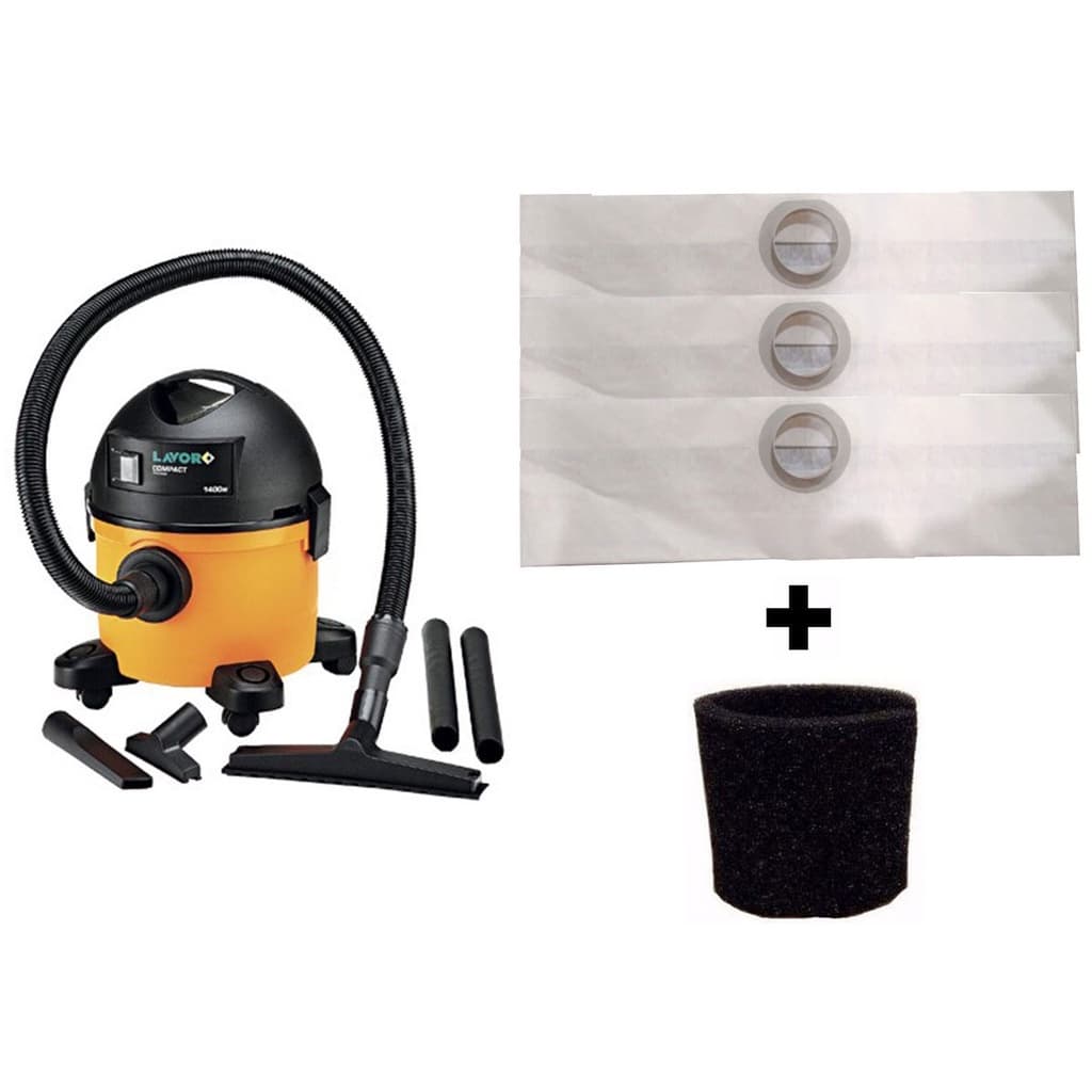 Kit 3 Sacos Aspirador Pó Lavor Wash Compact + Filtro Motor