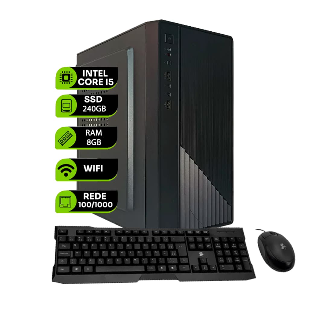 Pc Computador Cpu Intel I5 Ram 8gb Ssd 240gb Teclado E Mouse