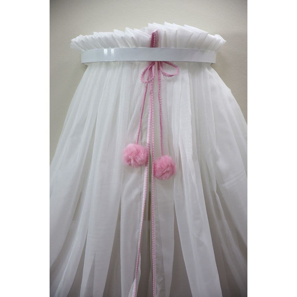 Mosquiteiro Para Dossel Voil Luxo Com Pompom Cortinado Para Berço SEM SUPORTE