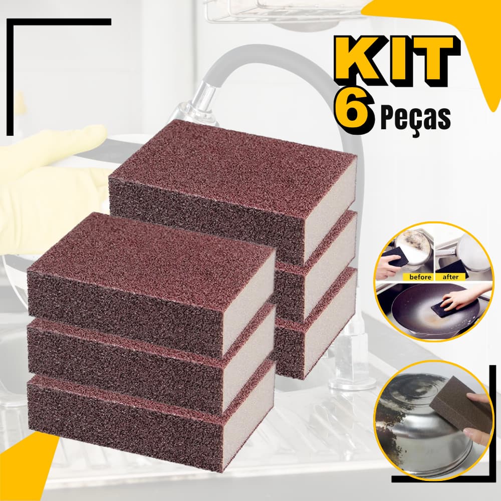 Kit 6 Esponjas Mágica Limpeza Forno Panelas Inox Remove Ferrugem