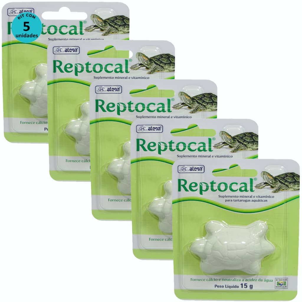 Alcon Reptocal 15g Kit Com 5 Para Répteis Tartaruga Aquática