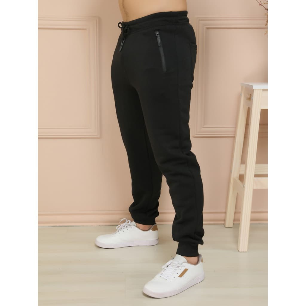 R&S Calça moletom masculina /Bolsos com ziper /Cintura elástica/Com veludo e grosso