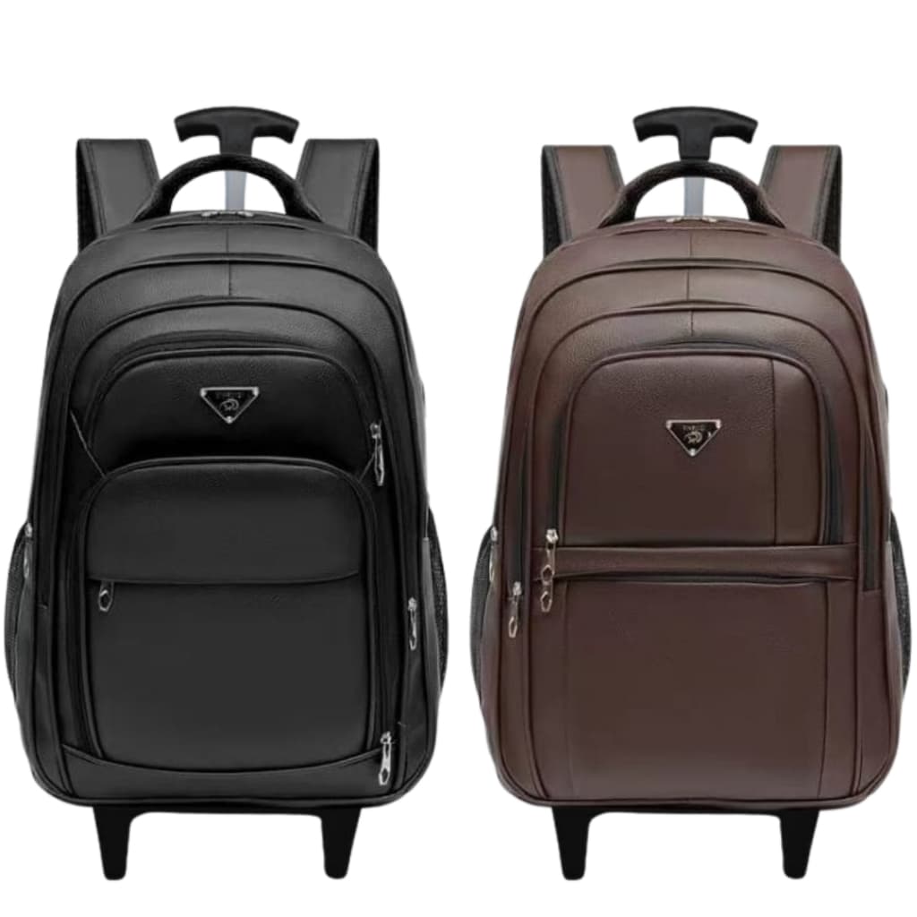 Mochilas 1 ou 2 Peças Bolsa Reforçada Couro Rodinhas Notebook Escolar Trabalho Faculdade Masculinas/Feminina