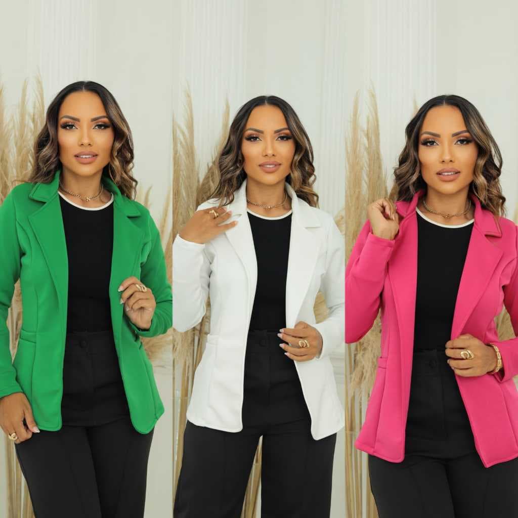 Blazer Feminino Alfaiataria Neoprene Casaco Feminino Curto Terninho Social Blazer Wanita Kekinian