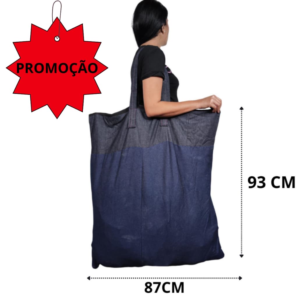 Bolsa Sacola Sacolão Jeans Grande Grossa Resistente Sacoleiro mudança viagem 70*70Cm 93×87CM