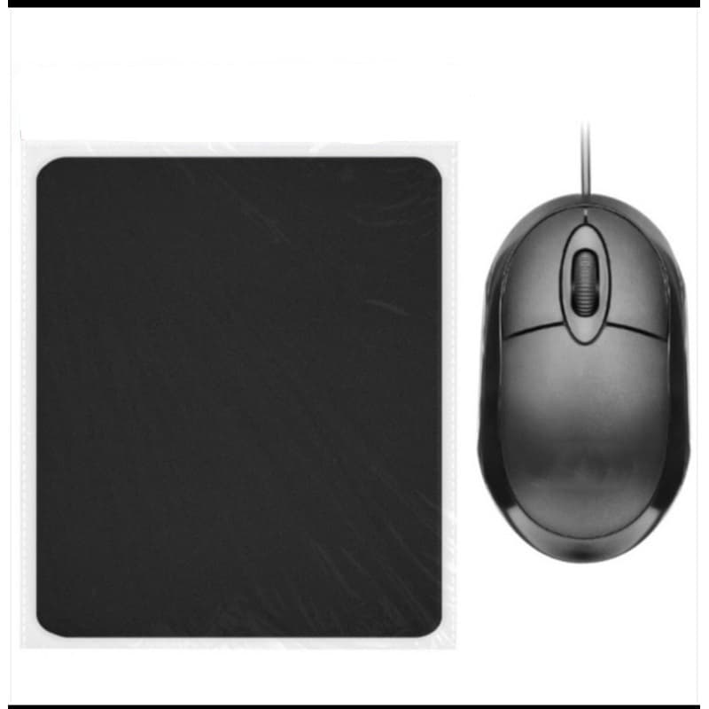 Kit Mouse Usb Óptico Com Fio   + Mouse Pad Pequeno 18x22cm