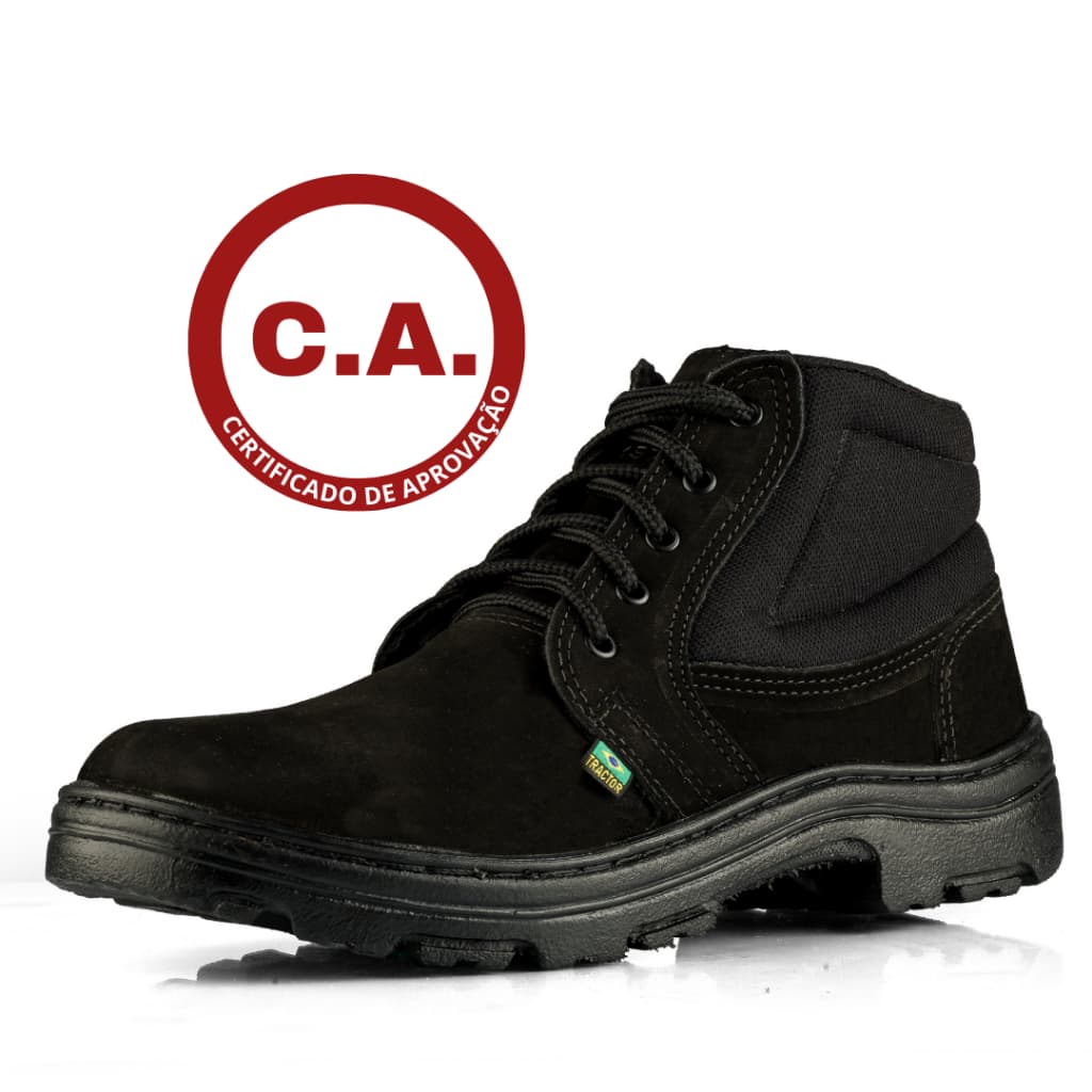 Botina De Segurança Nobuck Preto, De Amarrar Com Certificado C.a