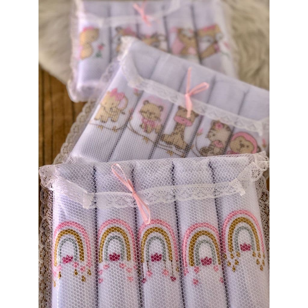 Fralda de Pano KIT 5 fraldas Luxo Fralda bebe Menino e menina Neutro 100% Algodão Fralda Bordada