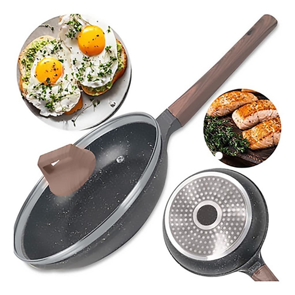 Panela Frigideira Antiaderente De Cerâmica Reforçada Com Tampa De Vidro Linha Premium