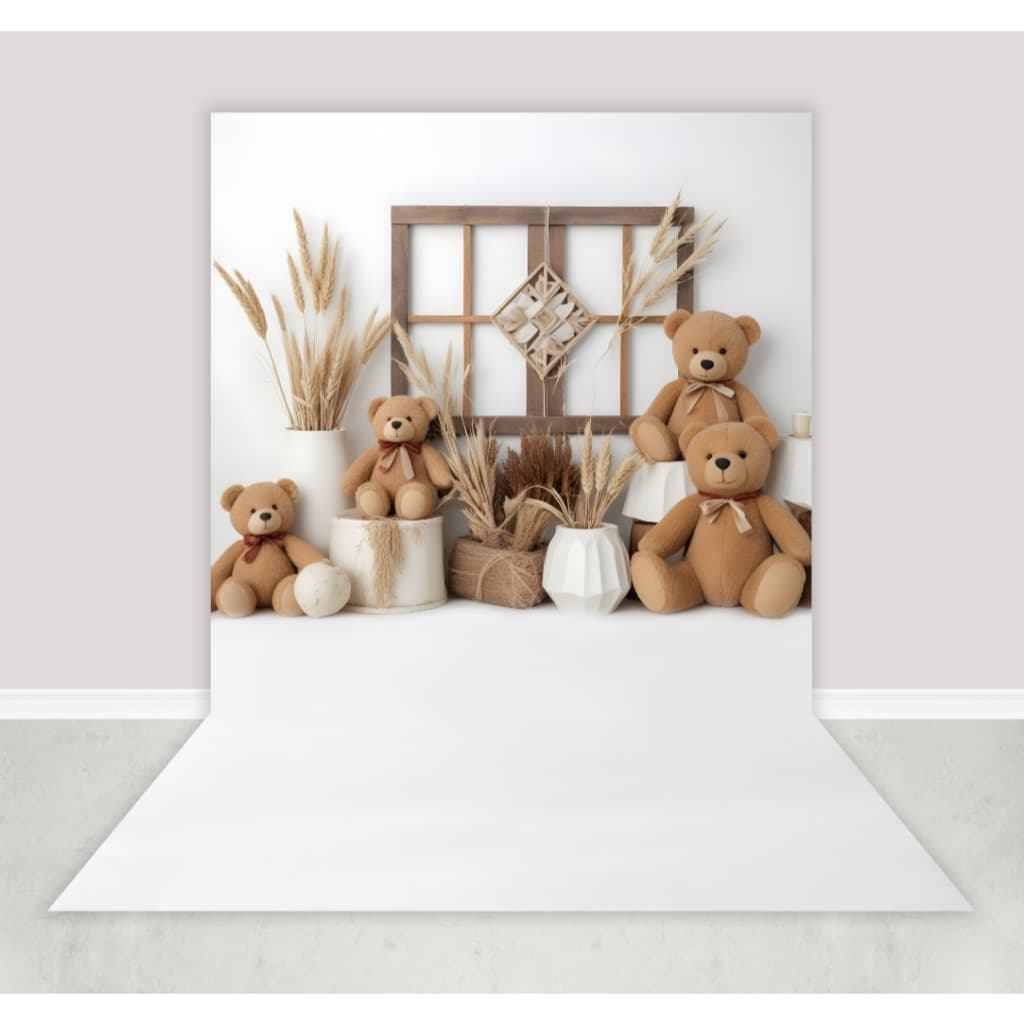 Fundo Fotográfico Ursinhos Boho Soft Newborn Em Tecido FFT-108