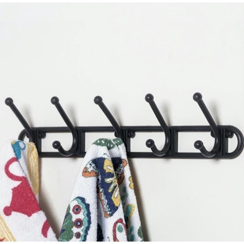 Cabideiro de Parede PRETou BRANCO com 5 ganchos, cabide para toalha, roupas, multiuso, gancho de parede.