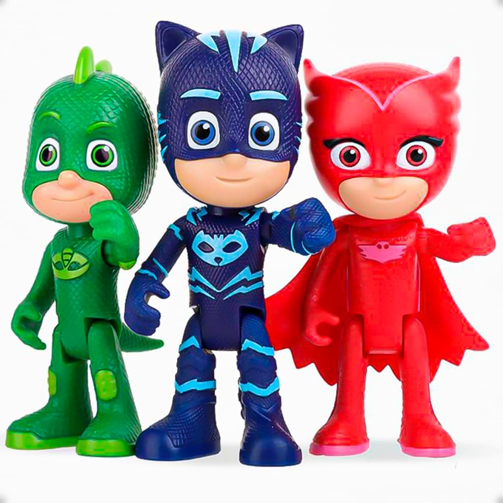 Bonecos Pjmasks Menino Gato Corujita Lagartixo 15cm