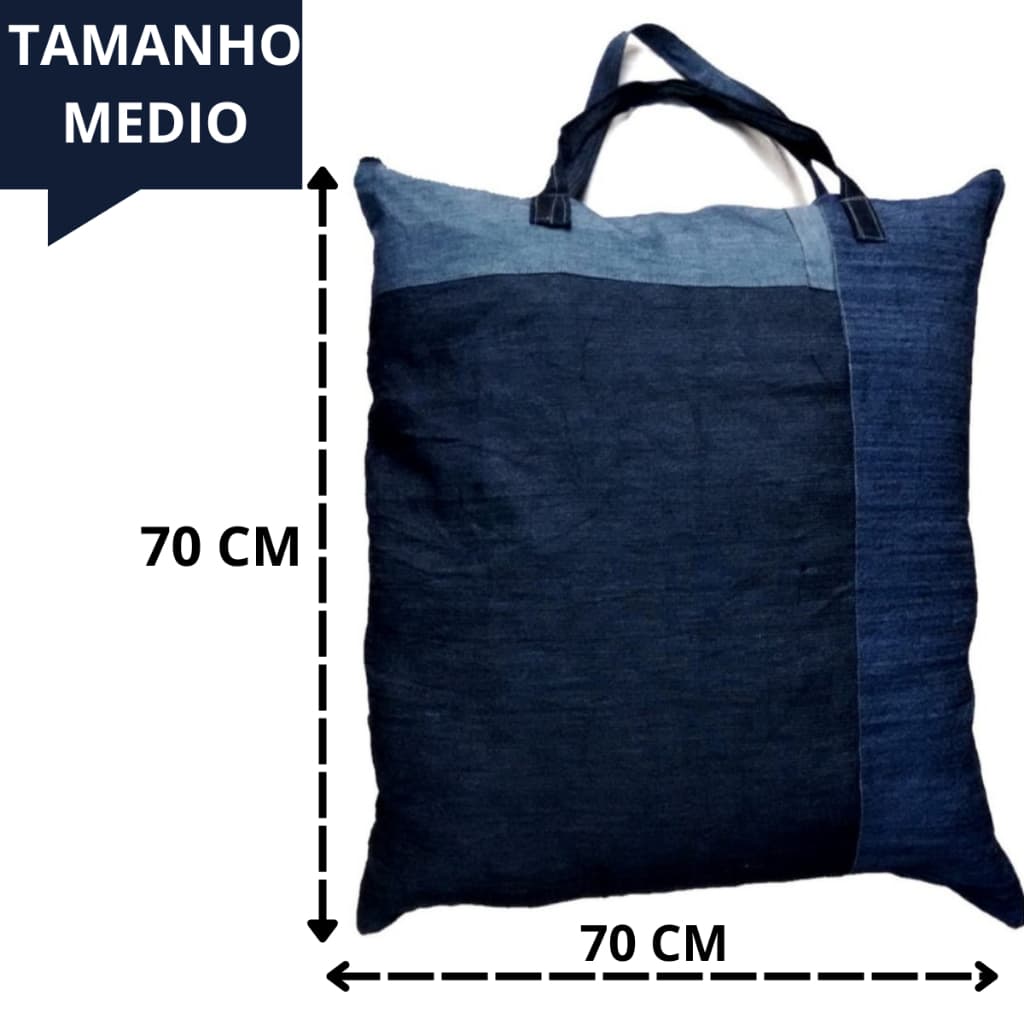 Bolsa sacolão jeans grande espaçosa para sacoleiro 70x70cm Espaçosa resistente Mudança Viagem promoção
