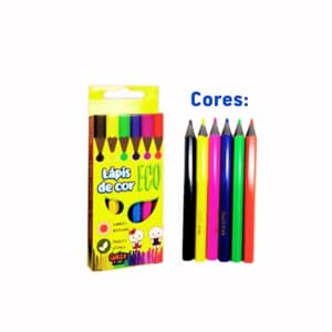MINI LÁPIS DE COR ECO SEXTAVADO 6 CORES KITS 10 15 20 25 30 35 40 UNIDADES